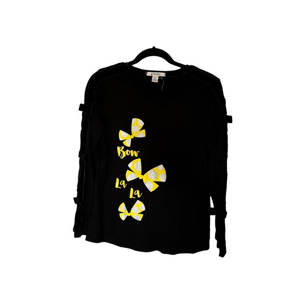 Disney Parks Bow La La Black Long Sleeve Bow Velvet Detail Shirt Women's Medium - Picture 1 of 8